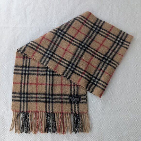 Used Burberry's Check Scarf Beige – Unisex 100% Cashmere – Elegant & Cozy Wrap - Picture 1 of 7